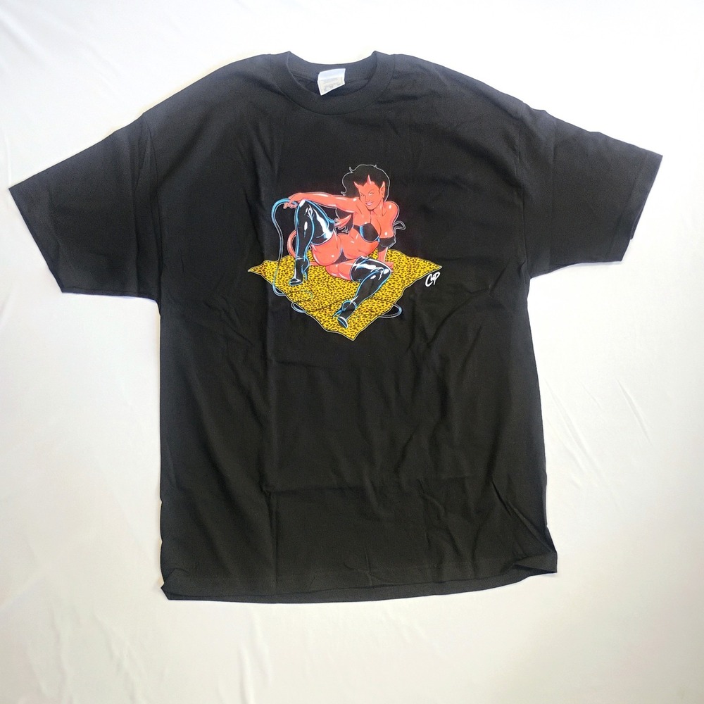 Coop She Devil Pinup Graphic Tee Shirt Black Kustom Kulture Art Hot Rod VTG NOS